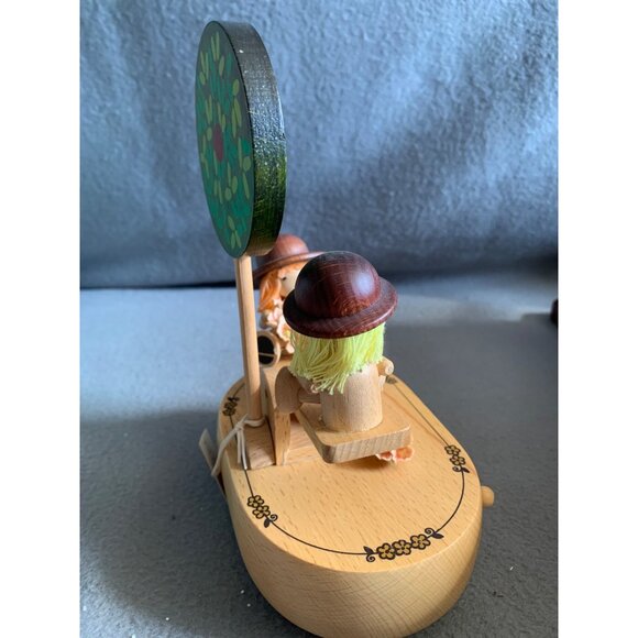 Vintage Schmid Wood Music Box With See-Saw Kids & Tree Works - Picture 3 of 14